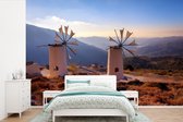 Behang - Fotobehang Windmolen - Kreta - Griekenland - Breedte 390 cm x hoogte 260 cm