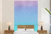 Behang - Fotobehang Waterverf - Paars - Turquoise - Breedte 170 cm x hoogte 260 cm