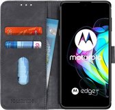 KHAZNEH Motorola Edge 20 Hoesje Retro Wallet Book Case Zwart