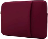 Laptop sleeve geschikt voor  Acer  - Asus - soft touch - spatwaterdicht - Laptophoes - Met Ritssluiting - extra accessoiresvak - extra bescherming - met zijvak -14,6 inch  (Bordeaux Rood)