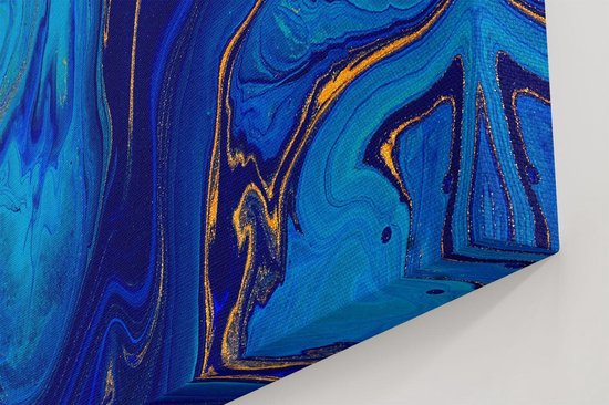 Artaza - Peinture sur toile - Art abstrait - Blauw avec Peinture dorée - 30x30 - Klein - Photo sur toile - Impression sur toile