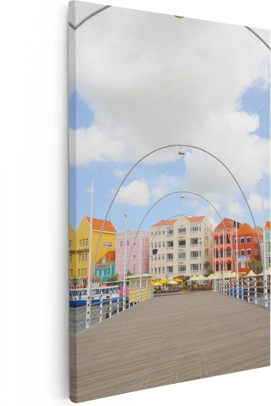 Artaza Canvas Schilderij Willemstad Gekleurde Huisjes in Curaçao - 40x60 - Poster Foto op Canvas - Canvas Print