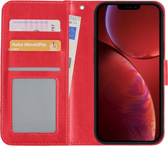 Hoes Geschikt voor iPhone 13 Hoesje Book Case Hoes Flip Cover Wallet Bookcase - Rood