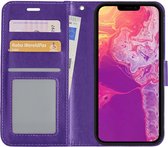 iPhone 13 Pro Max Hoesje Bookcase Kunstleer - iPhone 13 Pro Max Hoes Flip Case Book Cover - Paars