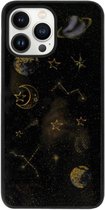 ADEL Siliconen Back Cover Softcase Hoesje Geschikt voor iPhone 13 Pro Max - Ruimte Heelal Bling Glitter