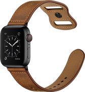 Compatible apple watch bandje - By Qubix - Leren bandje dubbele lus - Donkerbruin - Geschikt voor Apple Watch 42mm / 44mm / 45mm - Apple watch series 3/4/5/6/7