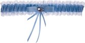 Kousenband lichtblauw met strikje en strass