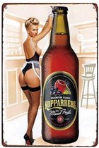 Retro Muur Decoratie uit Metaal Pinup Bier 20x30cm 3462