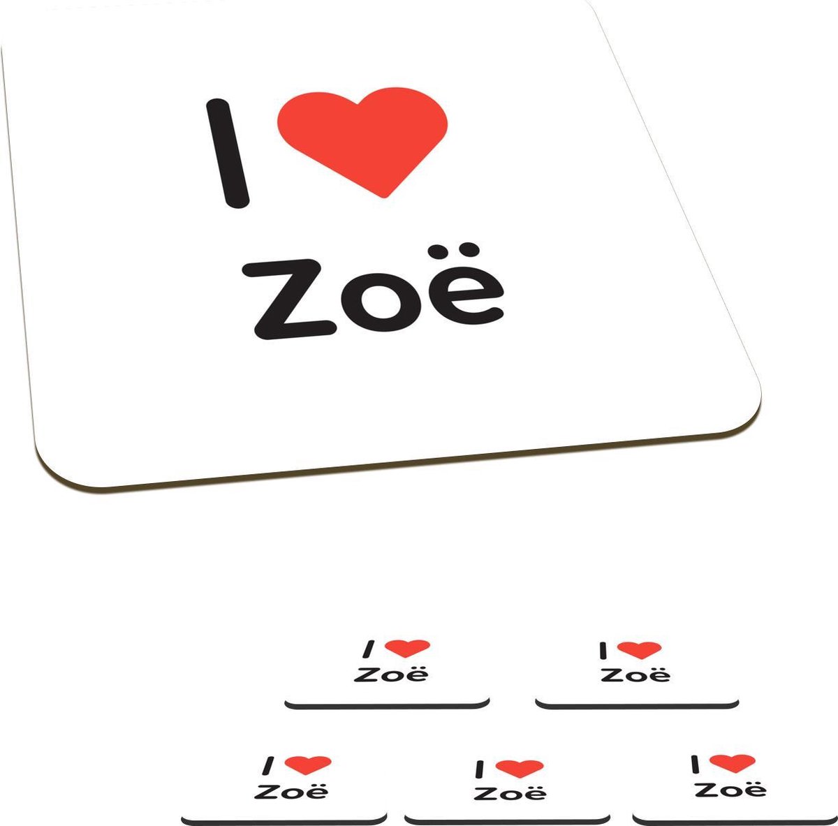 Onderzetters Voor Glazen I Love Zoë Meisje 10x10 Cm Glasonderzetters 6 Stuks Bol 