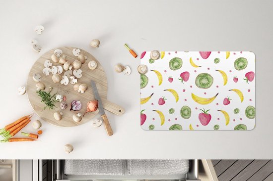 Set de table - Napperons en plastique - Fruits - Aquarelle - Wit - Motifs - 45x30 cm - 6 pièces - Résistant à la chaleur - Antidérapant - Coussinet - Amovible