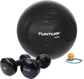 Tunturi - Fitness Set - Vinyl Dumbbell 2 x 5 kg  - Gymball Zwart 65 cm