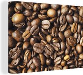 Canvas Schilderij Close-up bruine koffiebonen - 80x60 cm - Wanddecoratie