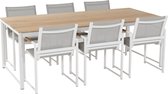 Hartman Fontaine tuinset white/teak 220 cm. - 7-delig