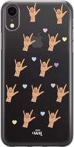 Rock Hands Nude - iPhone Transparant Case - Rockstar doorzichtig hoesje geschikt voor iPhone Xr hoesje - Shockproof siliconen hoesje