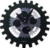 NeXtime - Wandklok - 35cm - Acrylic- Bewegend-  Zwart- 'Moving Gears'