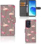 Hoesje met naam OPPO Reno 6 Pro+ 5G Wallet Book Case Flamingo