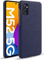 Samsung Galaxy M52 Hoesje Hard Plastic met Stoffen Afwerking Blauw