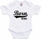 Born in 2022 tekst baby rompertje wit babys - Kraamcadeau/ zwangerschapsaankondiging - 2022 geboren cadeau 92 (18-24 maanden)