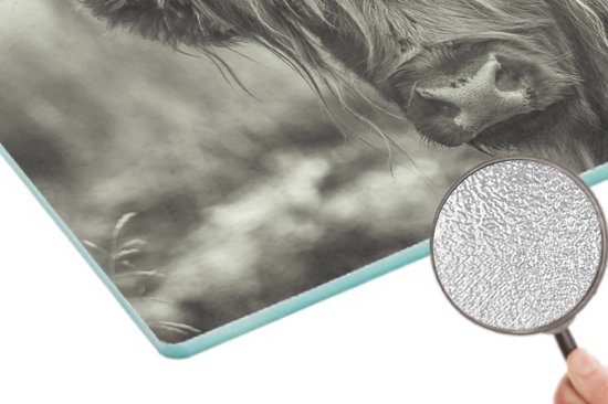 Planche à découper en Verres - 28x20 - Scottish Highlander - Vaches - Zwart - Wit - Planches à découper en Glas