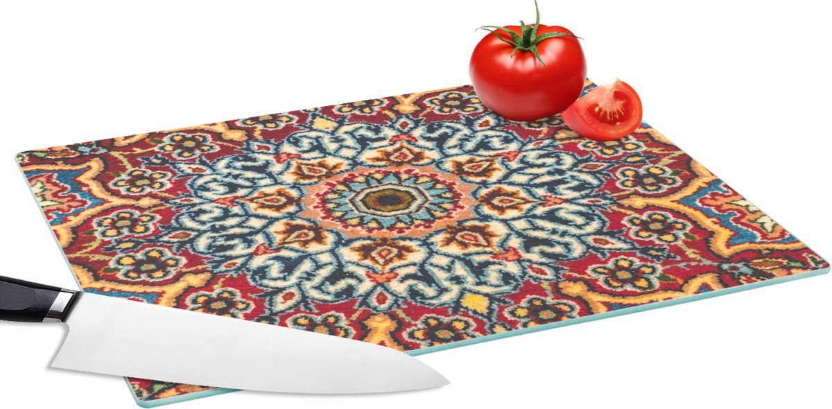 Glazen Snijplank - 39x28 - Perzisch Tapijt - Mandala - Patronen - Snijplanken Glas