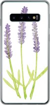 Geschikt voor Samsung Galaxy S10 hoesje - Lavendel - Aquarel - Planten - Siliconen Telefoonhoesje