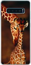 Geschikt voor Samsung Galaxy S10 Plus hoesje - Giraffe - Kalf - Portret - Siliconen Telefoonhoesje