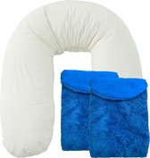 Form Fix XL Zwangerschapskussen - Voedingskussen - Zijslaapkussen - Body Pillow - Lichaamskussen - 185 cm - Inclusief 2 Badstof/Katoenen Hoezen Blauw