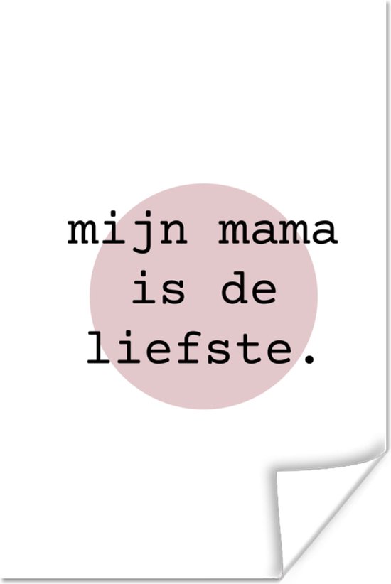 Quote voor Moederdag mijn mama is de liefste Met roze zon poster poster 80x120 cm