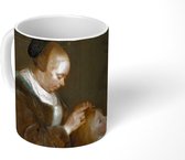 Mok - Koffiemok - De luizenjacht - Schilderij van Gerard ter Borch - Mokken - 350 ML - Beker - Koffiemokken - Theemok