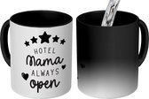 Magische Mok - Foto op Warmte Mokken - Koffiemok - Spreuken - Quotes - Mama - Hotel mama always open - Magic Mok - Beker - 350 ML - Theemok - Mok met tekst