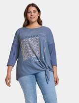 SAMOON Dames Shirt met 3/4-mouwen en paisleyprint EcoVero Slate Blue gemustert-54