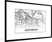 Fotolijst incl. Poster - Stadskaart - Amsterdam - Nederland - 90x60 cm - Posterlijst - Plattegrond