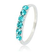 My Bendel - Stijlvolle damesring waarmee je straalt - Ring met 4mm grote blauwe zirkonia stenen - Met luxe cadeauverpakking