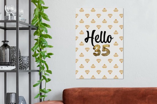 Toile Peinture Anniversaire - 35 ans - Or - 40x60 cm - Décoration murale