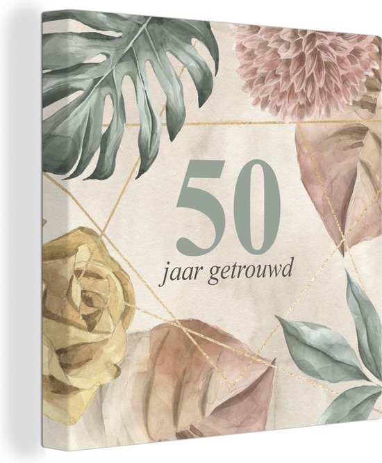 Canvas Schilderij Huwelijk - 50 jaar - Versiering - Wanddecoratie