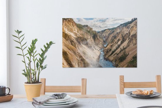 Toile Peinture Water - Yellowstone - Berg - 90x60 cm - Décoration murale
