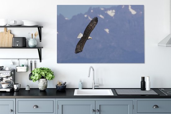 Aigle devant les montagnes Toile 120x80 cm - Tirage photo sur toile (Décoration murale salon / chambre) / Peintures sur toile Animaux