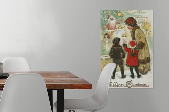 Canvas Schilderij Kunst - Kerst - Kinderen - 40x60 cm - Wanddecoratie - OneMillionCanvasses