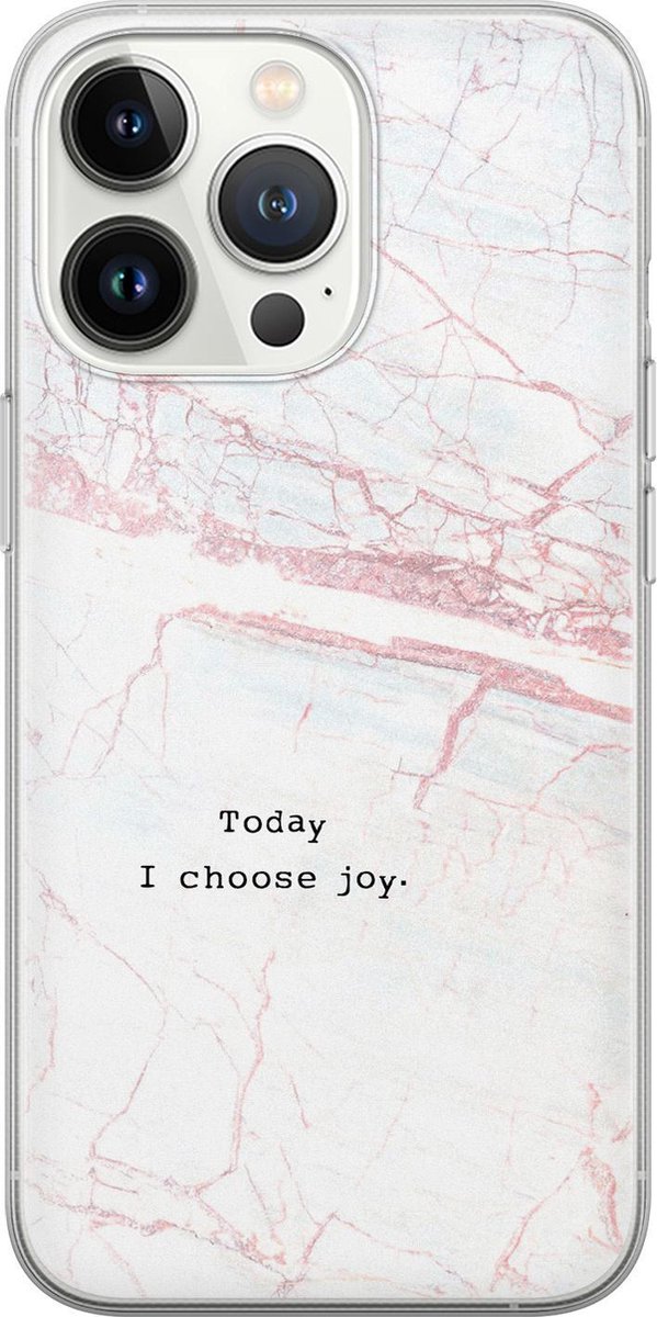Leuke Telefoonhoesjes - Hoesje geschikt voor iPhone 13 Pro - Today I choose joy - Soft case - TPU - Tekst - Grijs