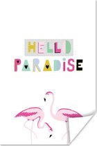 Poster Flamingo - Paradise - Zomer - 40x60 cm