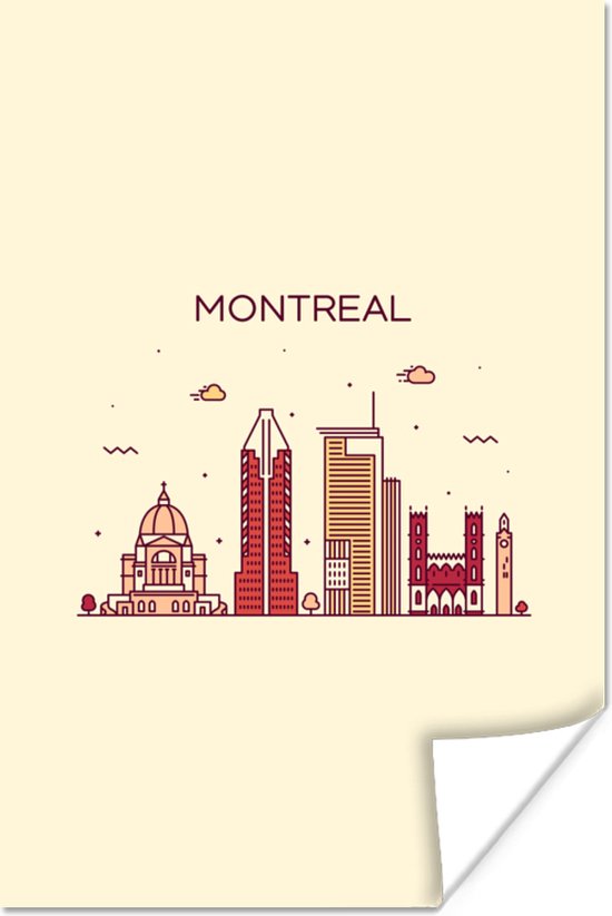 Illustratie skyline 'Montreal' op een lichtbruine achtergrond