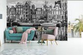 Papier peint - Papier peint photo Canal à Amsterdam - noir et blanc - Largeur 450 cm x hauteur 300 cm