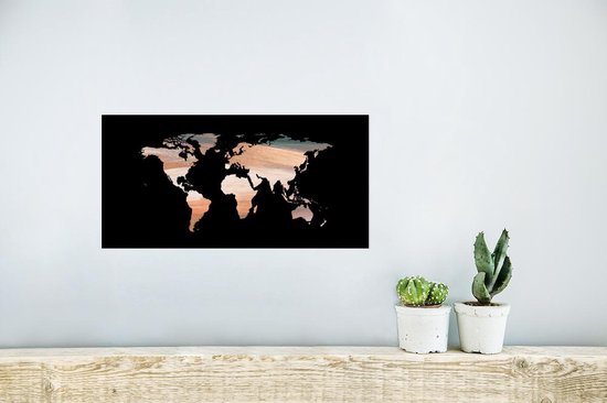 Carte du Wereldkaart murale - Carte du Wereldkaart - Peinture - Design - 40x20 cm - Affiche