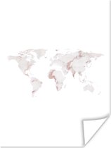 Wereldkaarten - Wereldkaart - Marmer - Wit - 60x80 cm