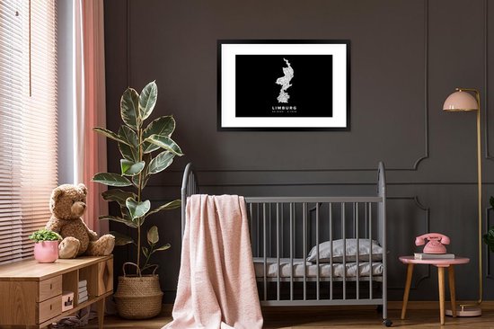 Cadre photo avec affiche - Limbourg - Carte - Pays- Nederland - 90x60 cm - Cadre pour affiche