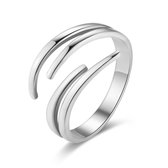 Twice As Nice Ring in zilver, 2 open rijen 56