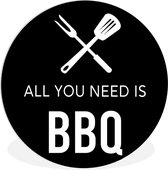 Cercle Mural - Cercle Mural Intérieur - Citations - 'All you need is BBQ' - Proverbes - ⌀ 150 cm - Décoration murale - Peintures Ronds