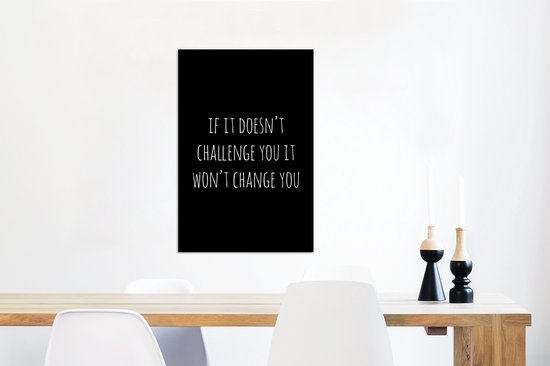 Décoration murale Métal - Aluminium Peinture Industrielle - Citation anglaise Si ça ne vous interpelle pas ça ne vous changera pas sur fond noir - 40x60 cm - Dibond - Photo sur aluminium - Décoration murale industrielle - Pour le salon / chambre