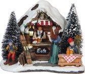 LuVille Kerstdorp Miniatuur Ski Café - L15 x B14 x H11 cm