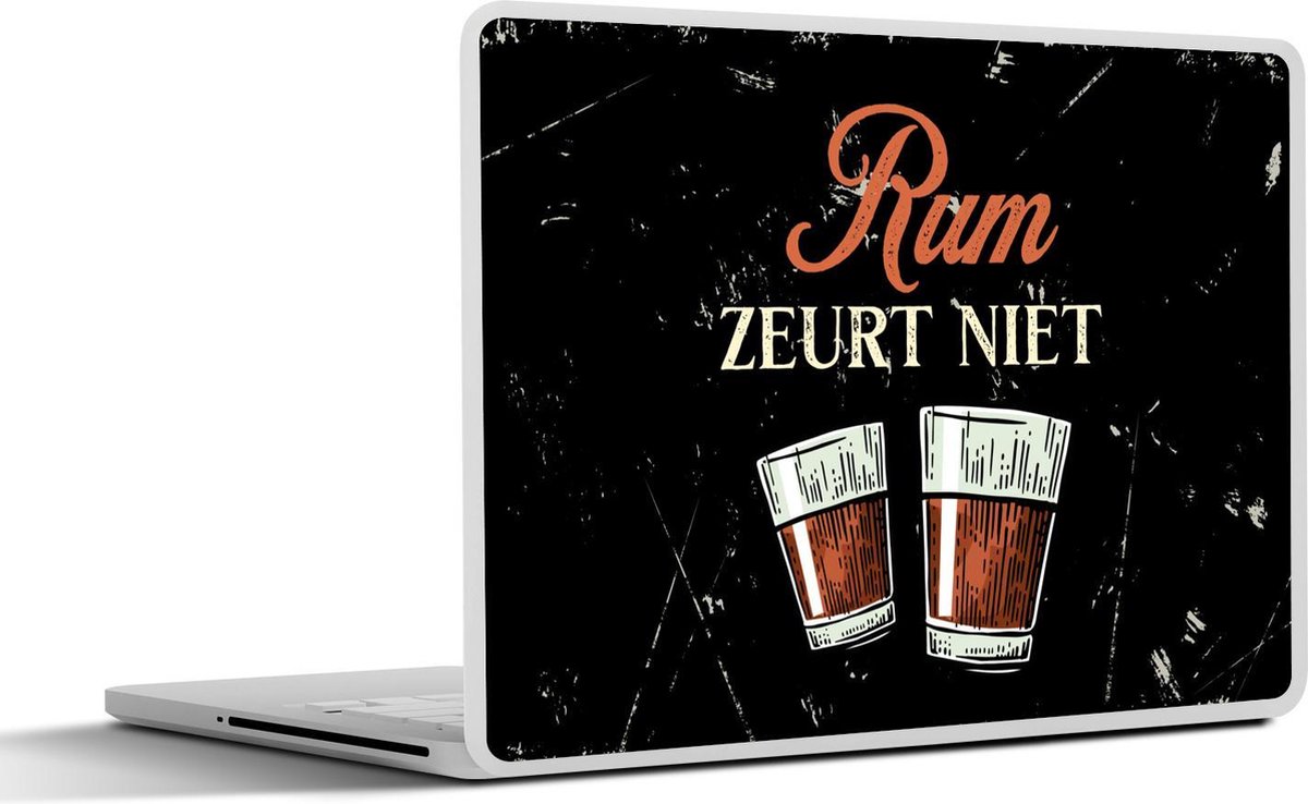 Laptop sticker - 15.6 inch - Rum - Glazen - Tekst - 36x27,5cm - Laptopstickers - Laptop skin - Cover